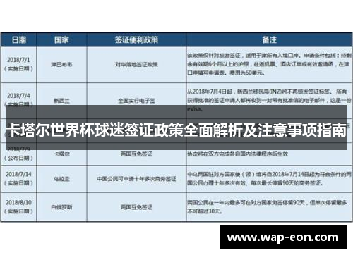 卡塔尔世界杯球迷签证政策全面解析及注意事项指南