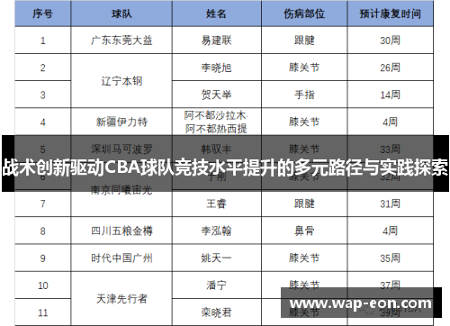 战术创新驱动CBA球队竞技水平提升的多元路径与实践探索