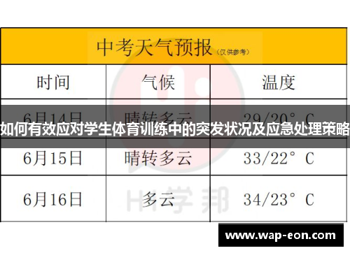 如何有效应对学生体育训练中的突发状况及应急处理策略
